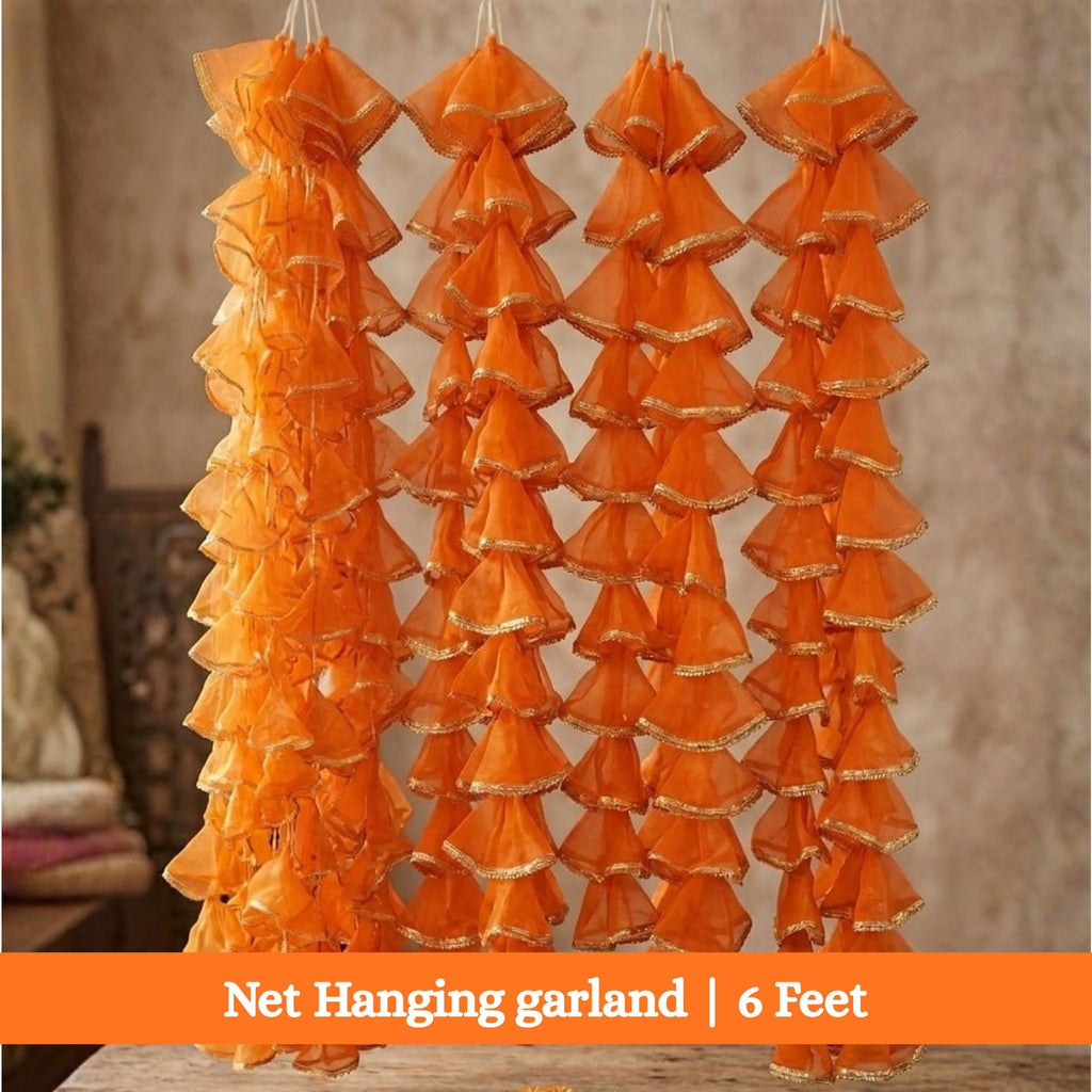 Net Hanging garland | 6 Feet | Pack of 12 | For | Mehndi, Mayyun, Wedding Decoration |