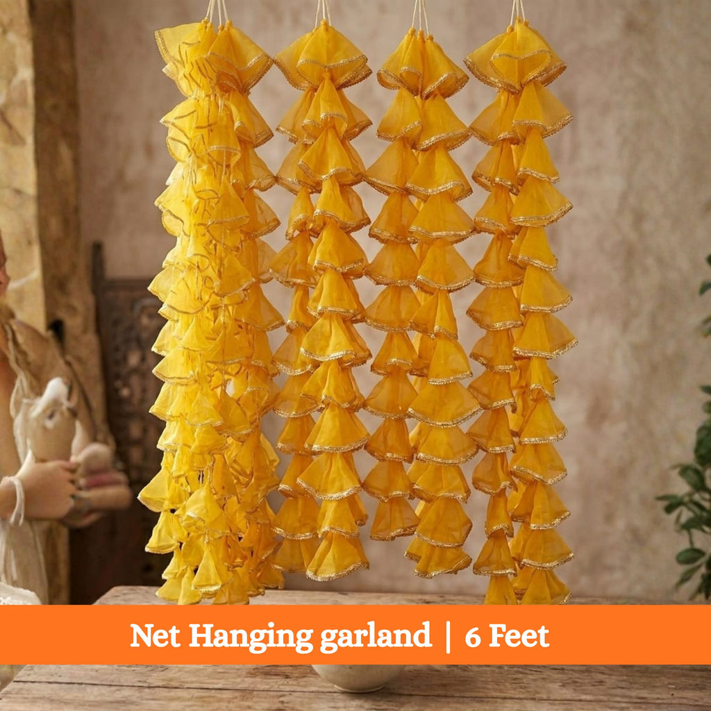 Net Hanging garland | 6 Feet | Pack of 12 | For | Mehndi, Mayyun, Wedding Decoration |