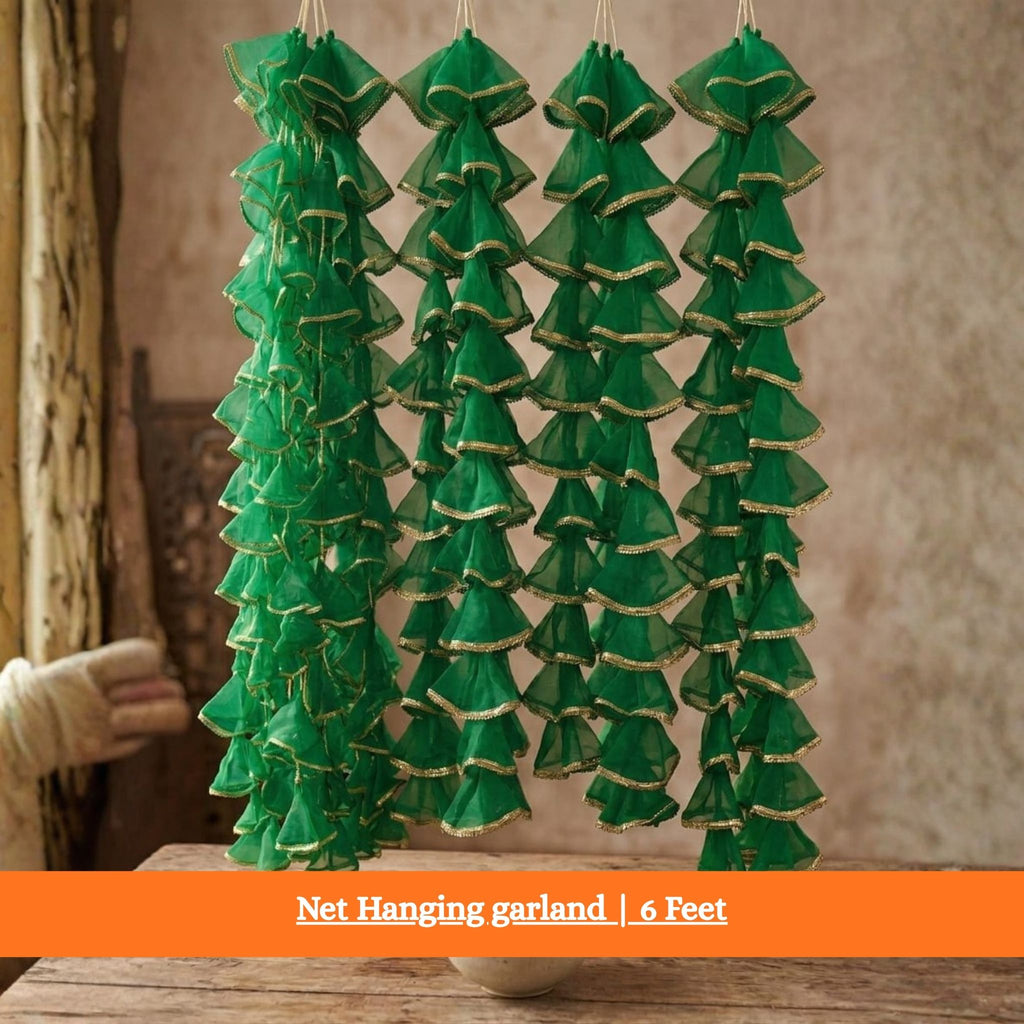 Net Hanging garland | 6 Feet | Pack of 12 | For | Mehndi, Mayyun, Wedding Decoration |