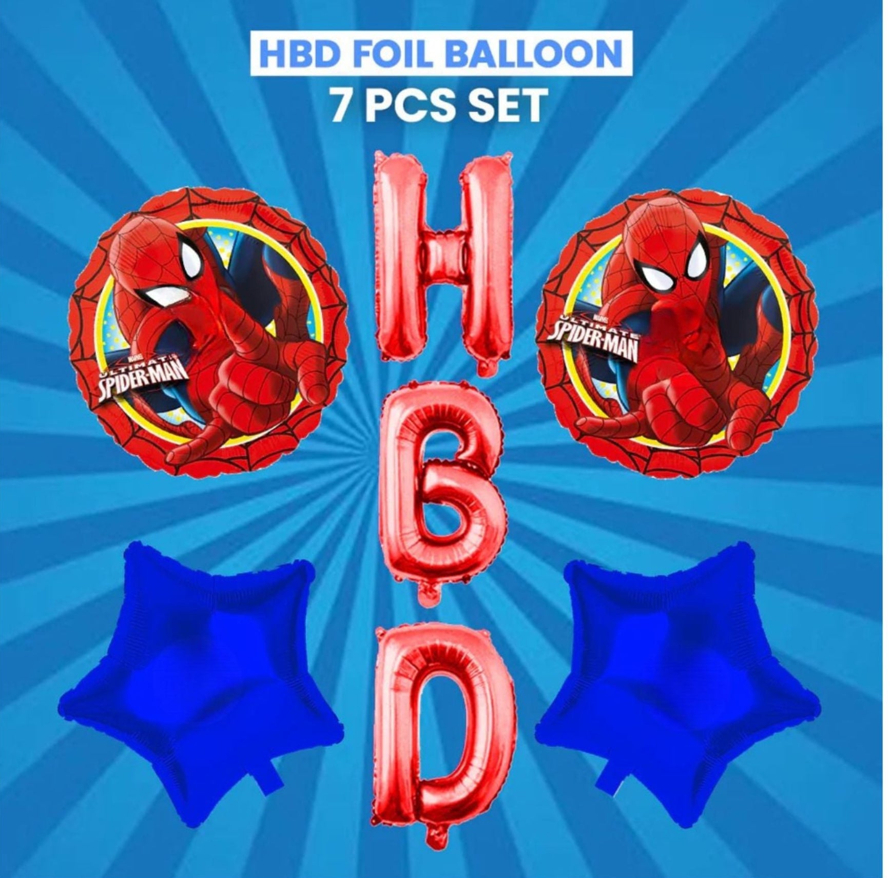 HBD Foil Balloons - 7 pcs foil balloons Set