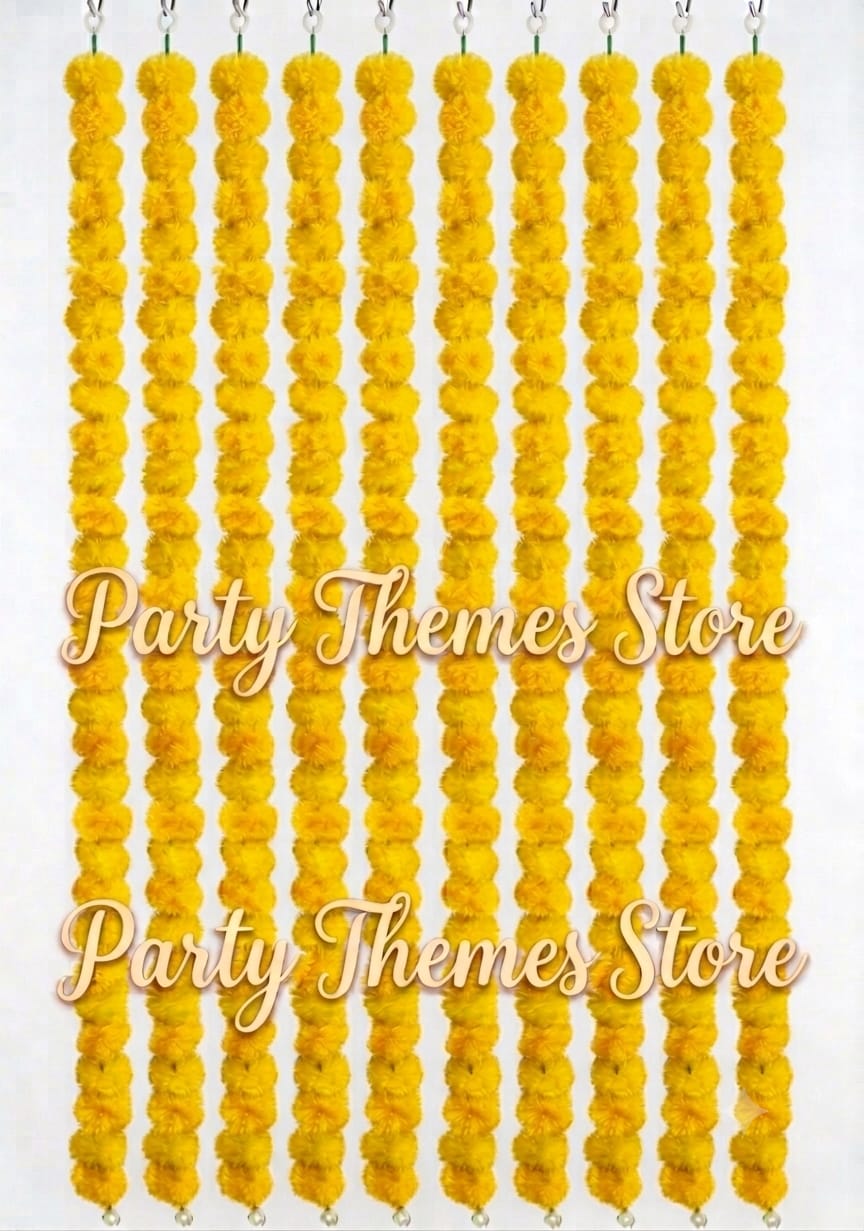 Artificial Marigold Garland for Decoration | Mehndi, Mayun, Wedding & Home Décor Flowers | Traditional Genda Phool Garland for Events & Parties